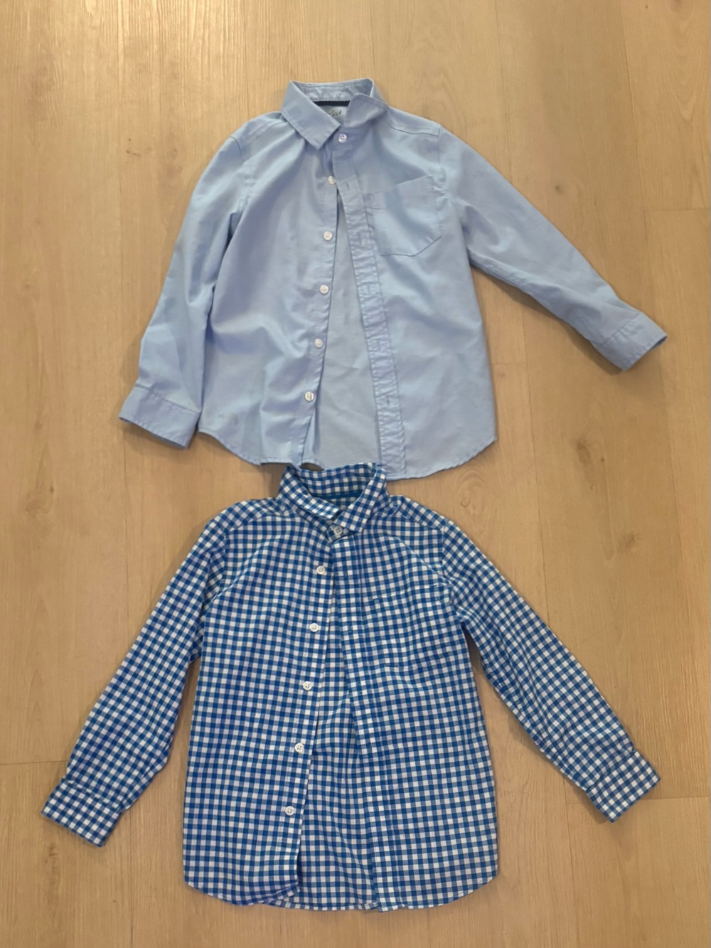 Cat & Jack Light Blue Solid and Blue Gingham Button-Down Shirts for Kids